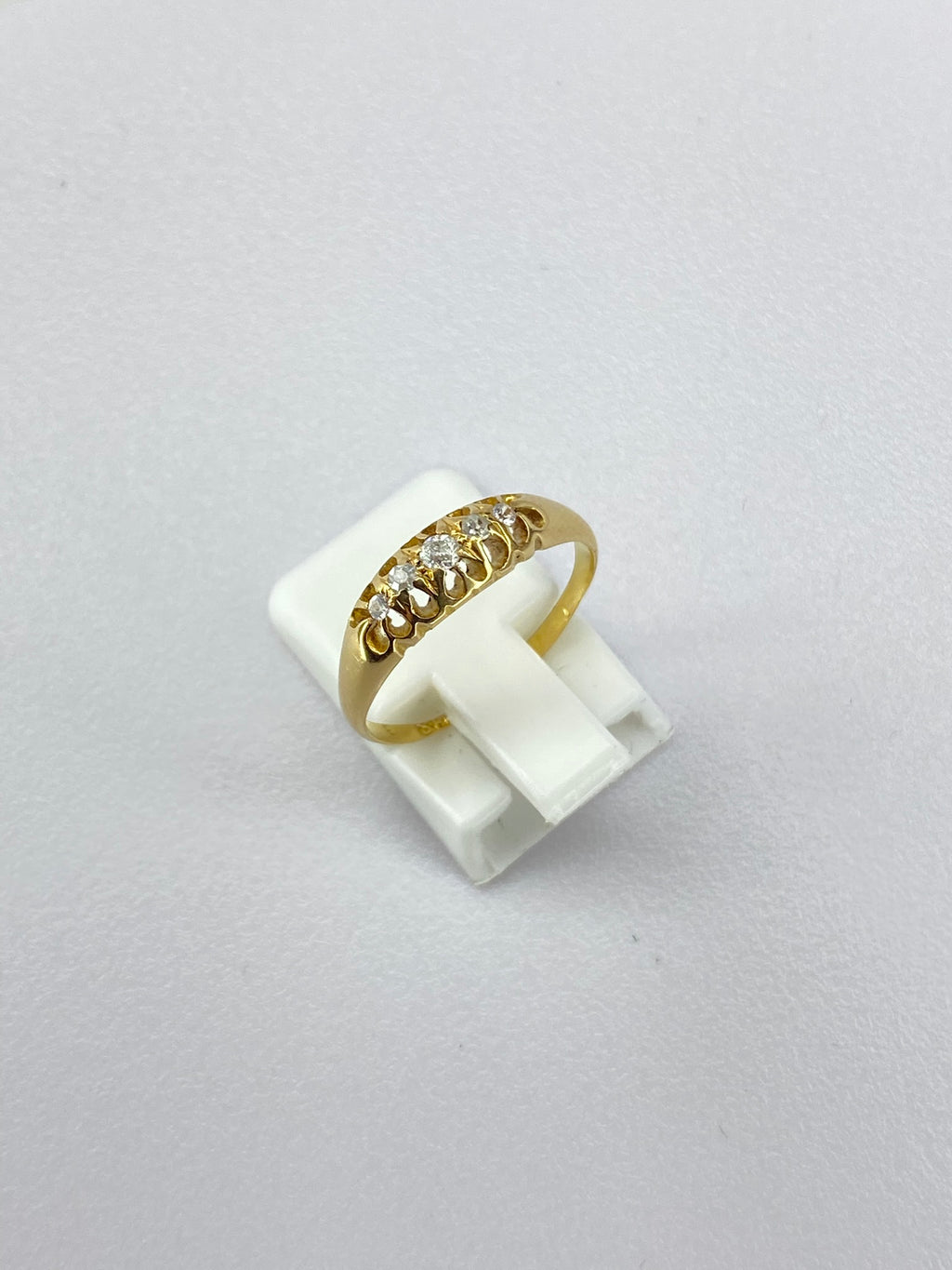 Victorian Five Stone Diamond Ring | 18K Yellow Gold Antique Band