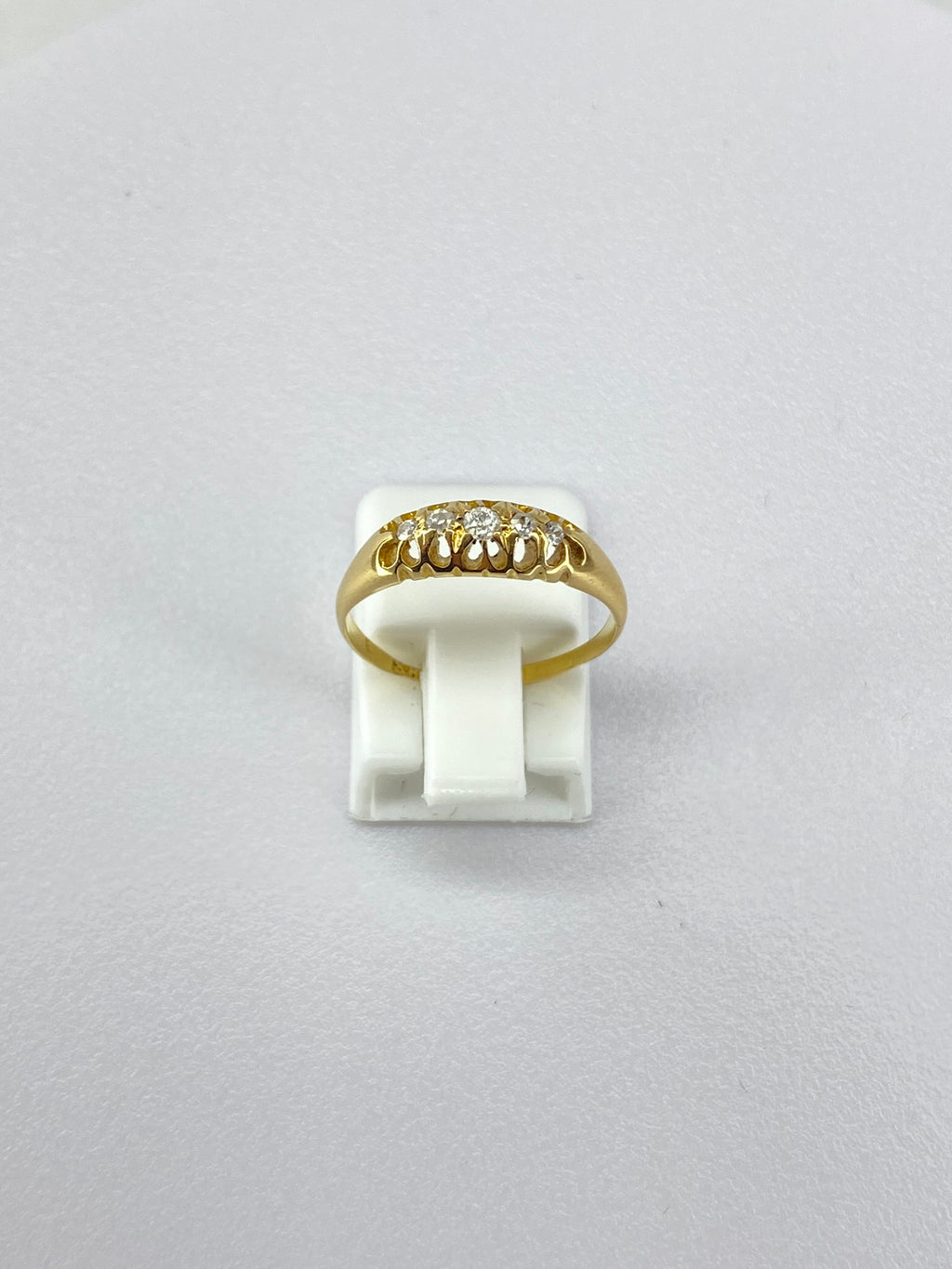 Victorian Five Stone Diamond Ring | 18K Yellow Gold Antique Band