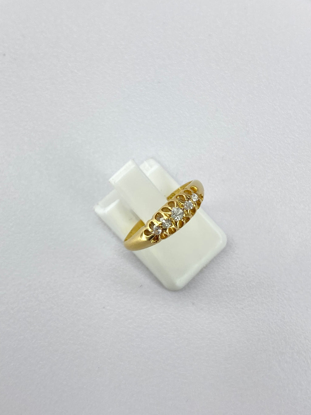 Victorian Five Stone Diamond Ring | 18K Yellow Gold Antique Band