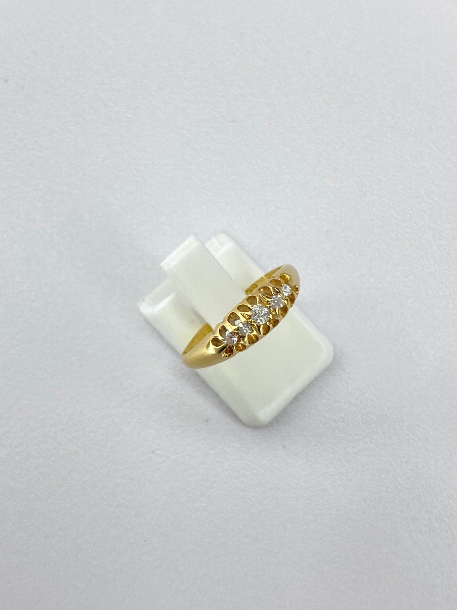 Victorian Five Stone Diamond Ring | 18K Yellow Gold Antique Band