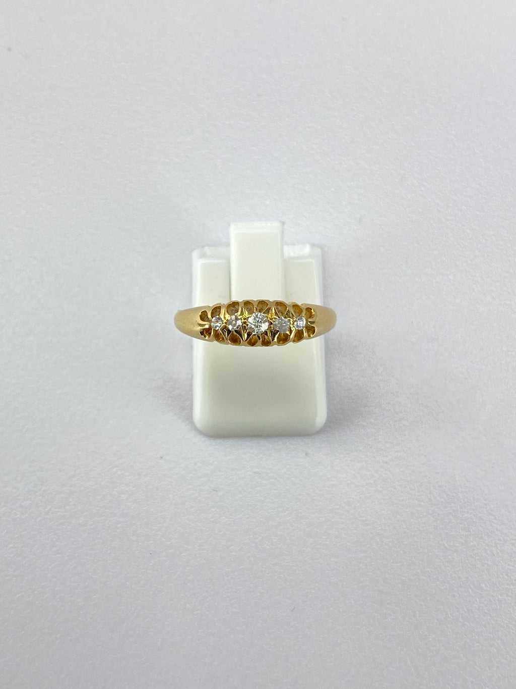 Victorian Five Stone Diamond Ring | 18K Yellow Gold Antique Band