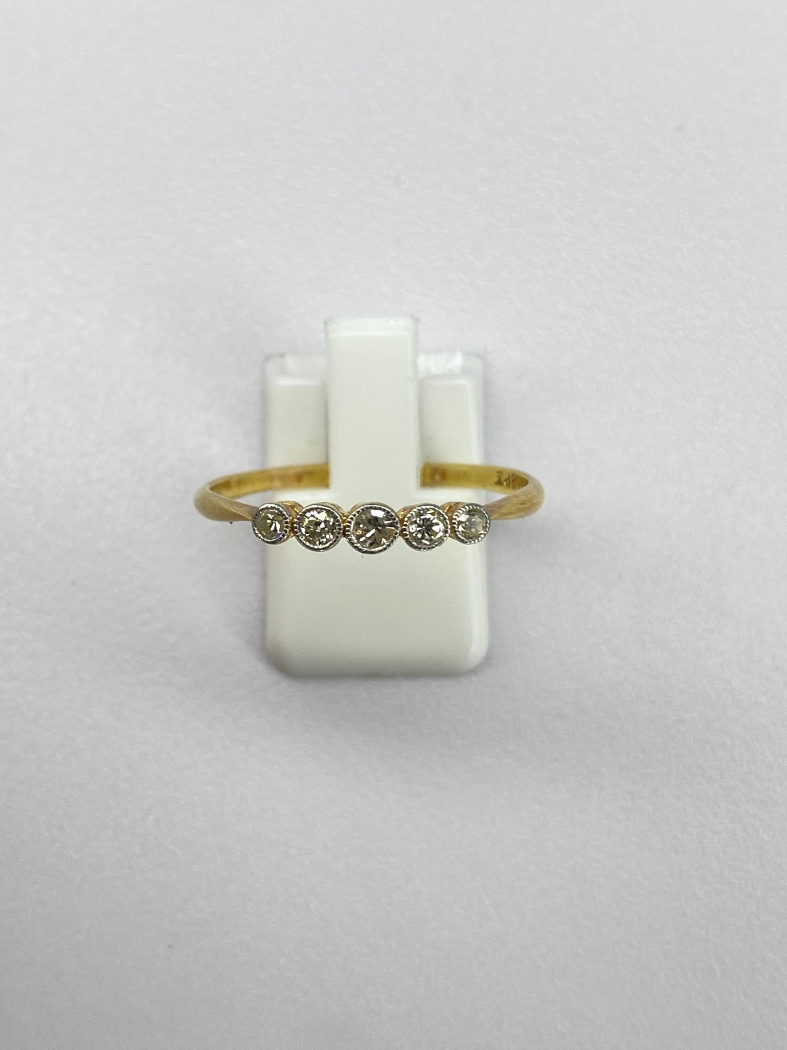 Rubover 5 Stone Diamond Ring in 18K Yellow Gold & Platinum | 0.20ct Diamond Band