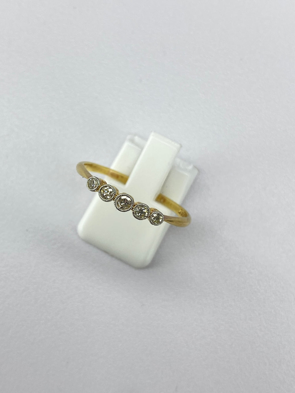 Rubover 5 Stone Diamond Ring in 18K Yellow Gold & Platinum | 0.20ct Diamond Band