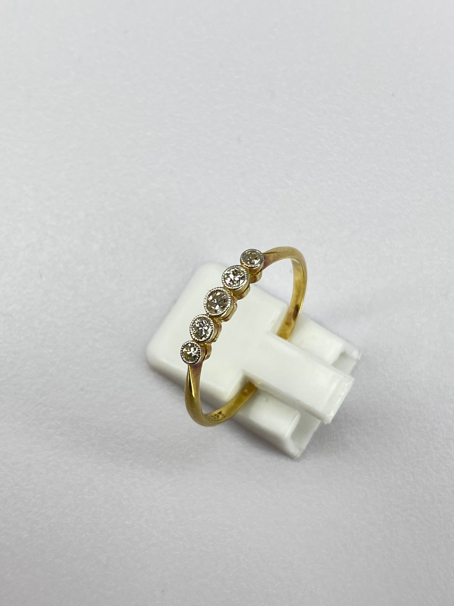 Rubover 5 Stone Diamond Ring in 18K Yellow Gold & Platinum | 0.20ct Diamond Band