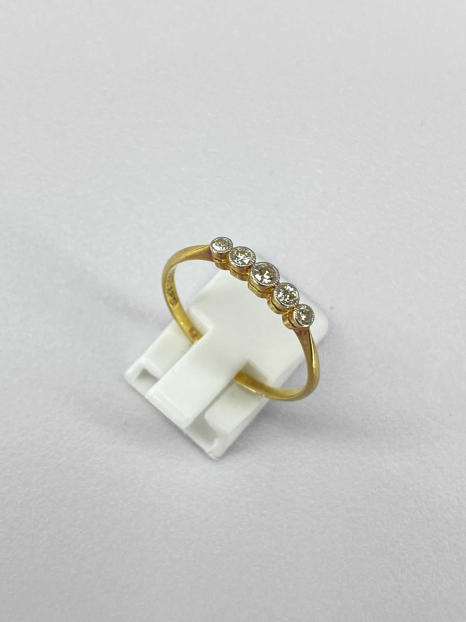 Rubover 5 Stone Diamond Ring in 18K Yellow Gold & Platinum | 0.20ct Diamond Band