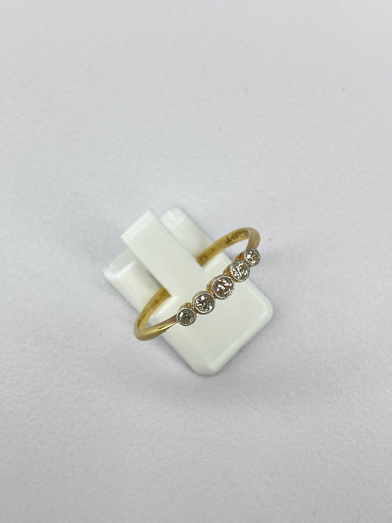 Rubover 5 Stone Diamond Ring in 18K Yellow Gold & Platinum | 0.20ct Diamond Band