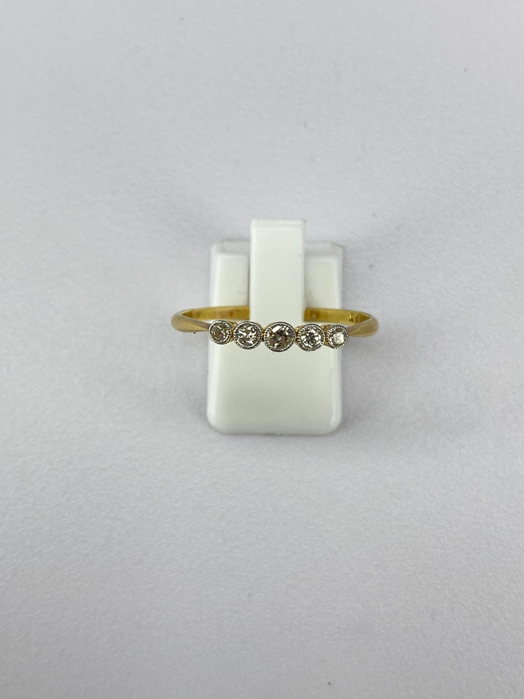 Rubover 5 Stone Diamond Ring in 18K Yellow Gold & Platinum | 0.20ct Diamond Band