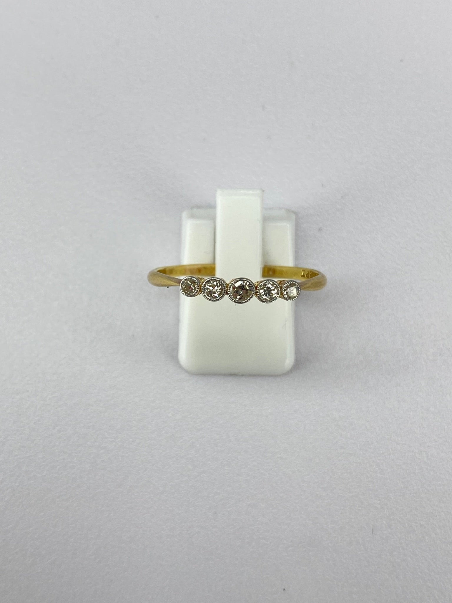 Rubover 5 Stone Diamond Ring in 18K Yellow Gold & Platinum | 0.20ct Diamond Band