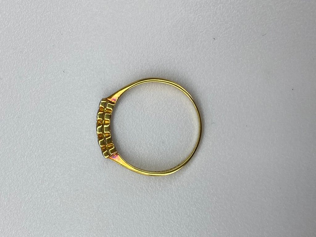 Rubover 5 Stone Diamond Ring in 18K Yellow Gold & Platinum | 0.20ct Diamond Band