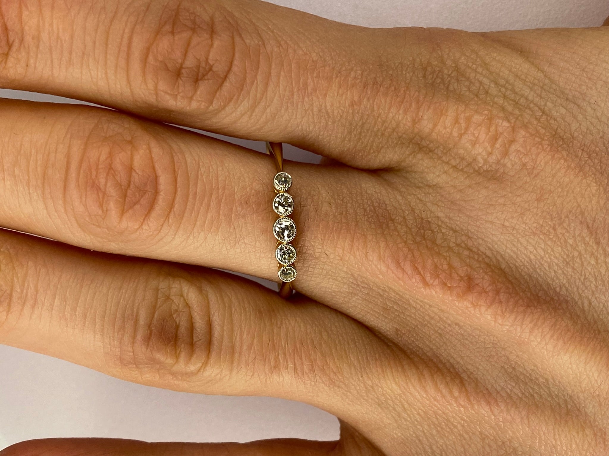 Rubover 5 Stone Diamond Ring in 18K Yellow Gold & Platinum | 0.20ct Diamond Band