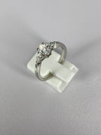 Oval Diamond & Pear Trilogy Ring in Platinum – 0.95ct Total Diamond Weight