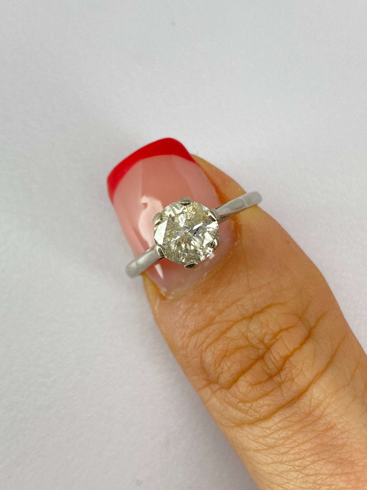 1.00ct Salt & Pepper Diamond Solitaire Engagement Ring Platinum Round