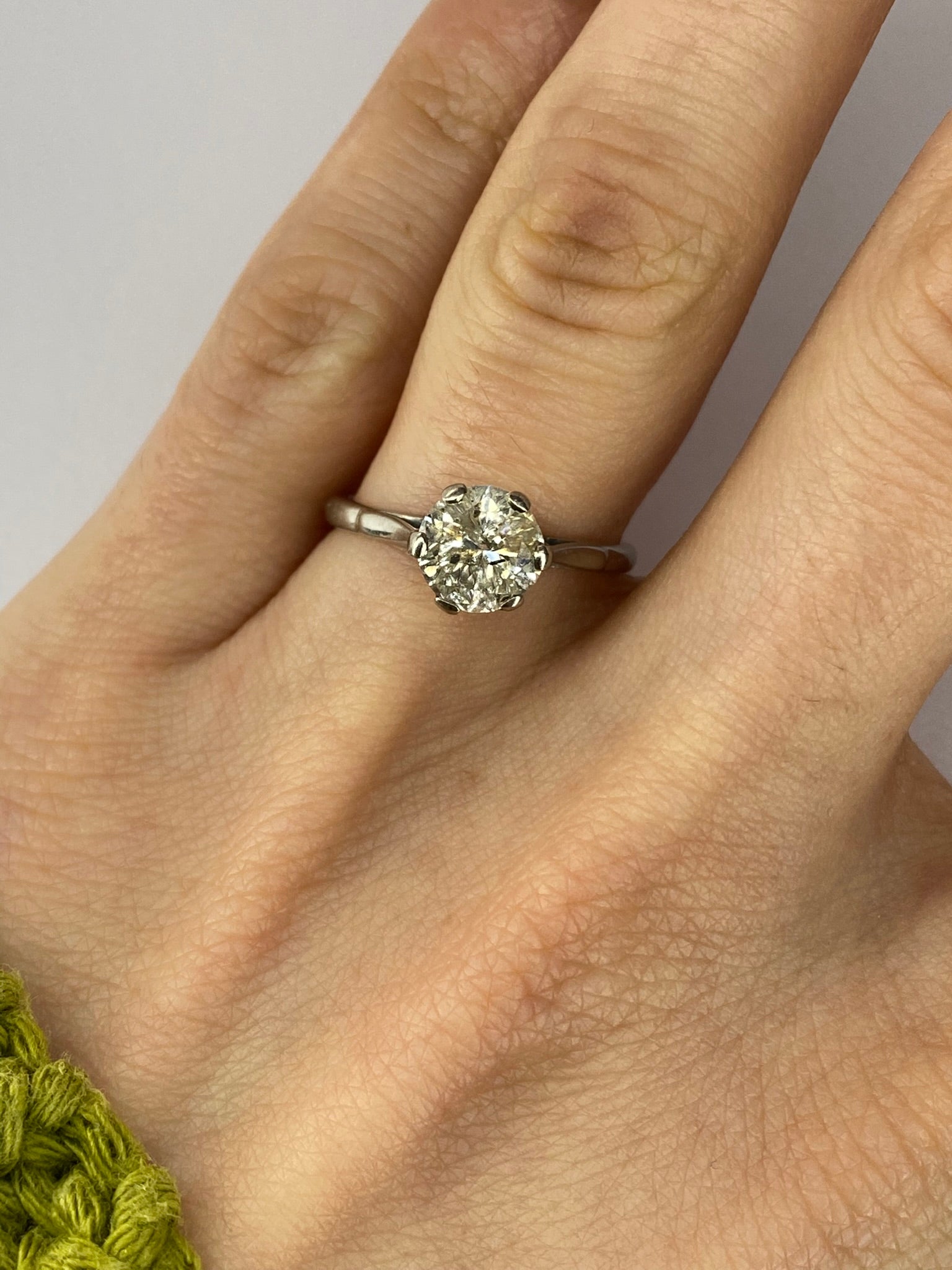 1.00ct Salt & Pepper Diamond Solitaire Engagement Ring Platinum Round