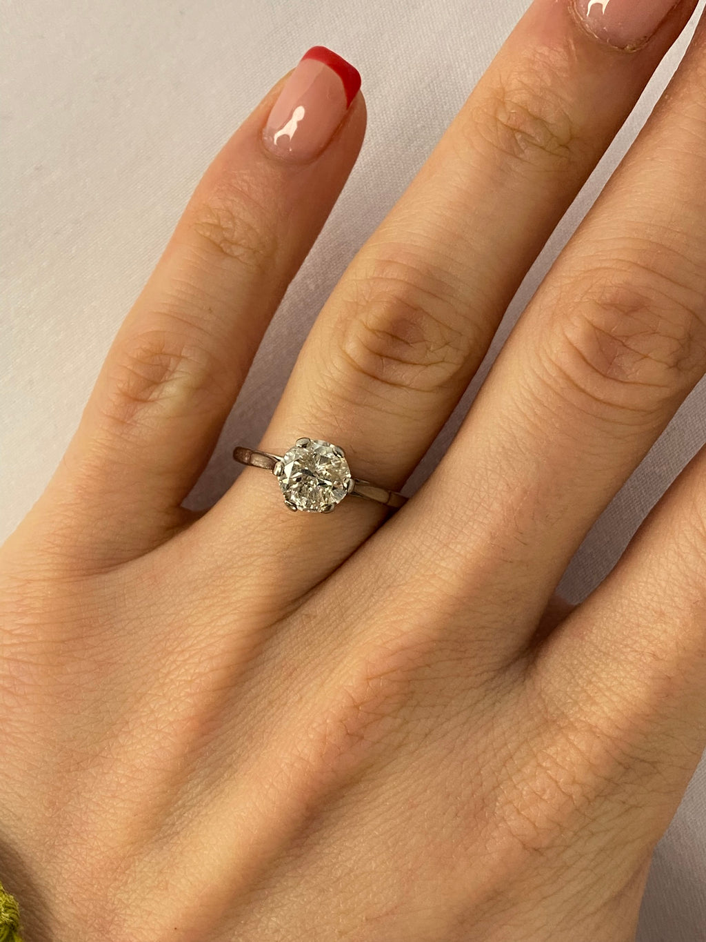 1.00ct Salt & Pepper Diamond Solitaire Engagement Ring Platinum Round