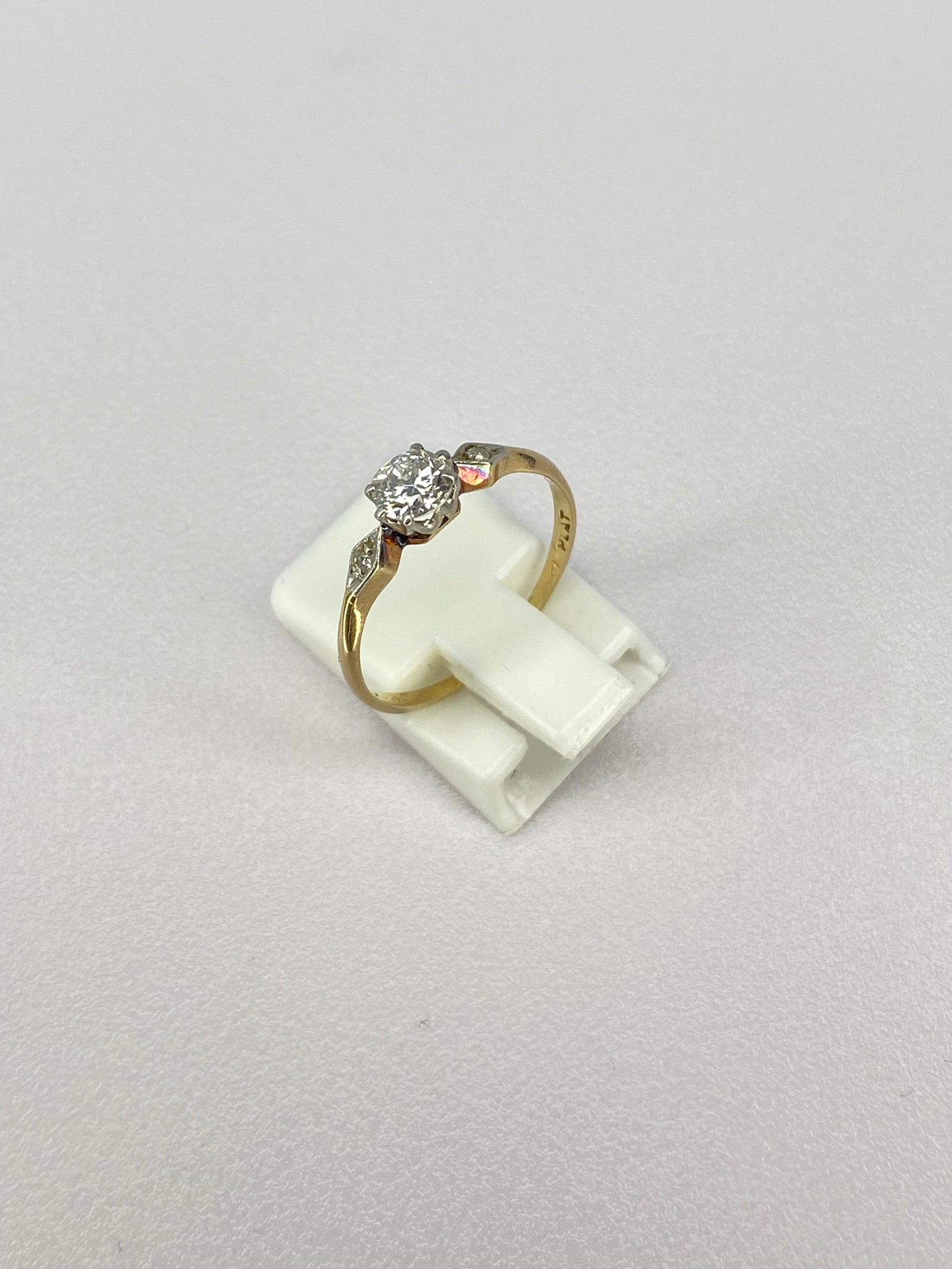 0.50ct Dainty Diamond Engagement Ring | Gold & Platinum Vintage Style