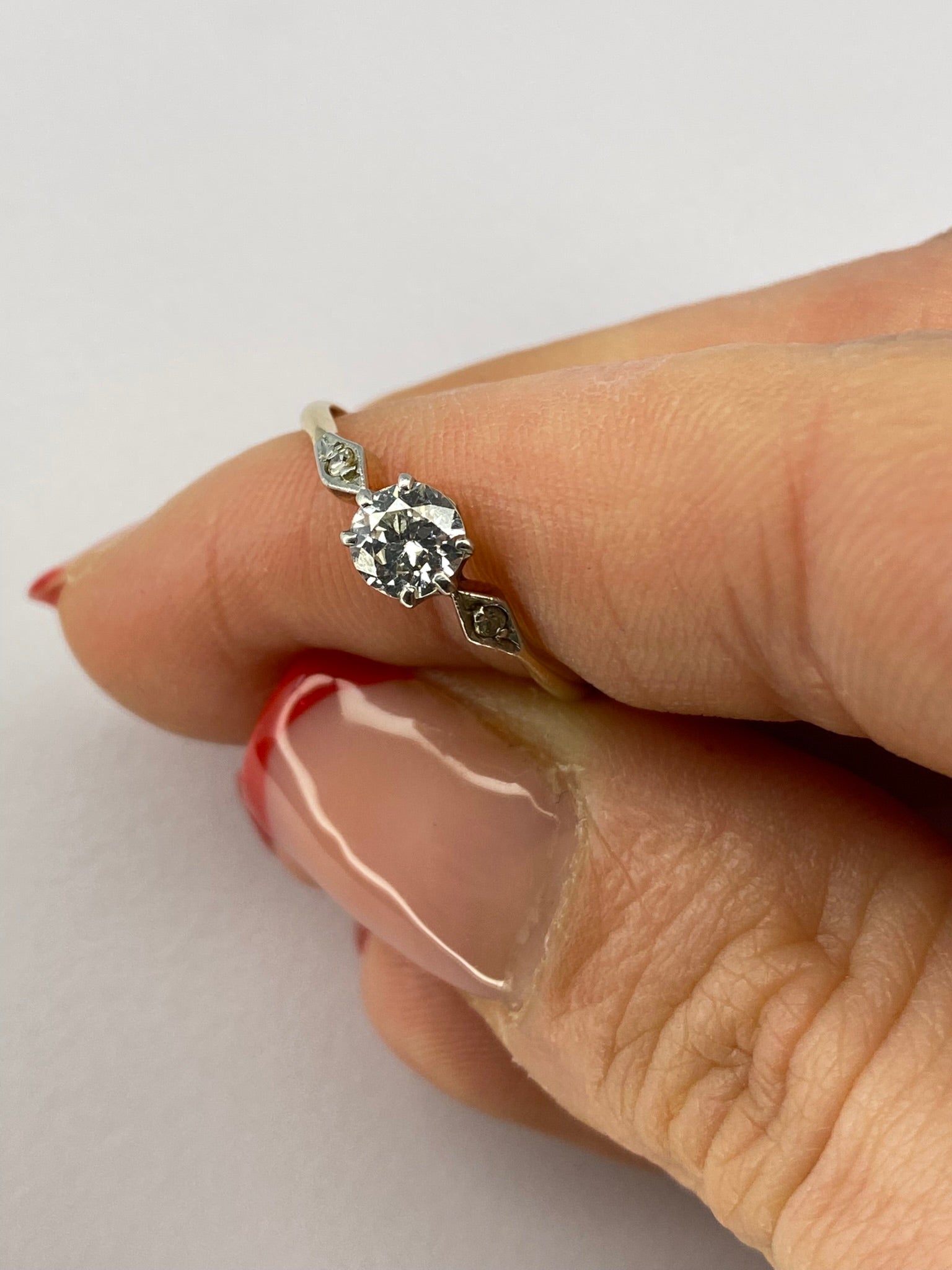 0.50ct Dainty Diamond Engagement Ring | Gold & Platinum Vintage Style