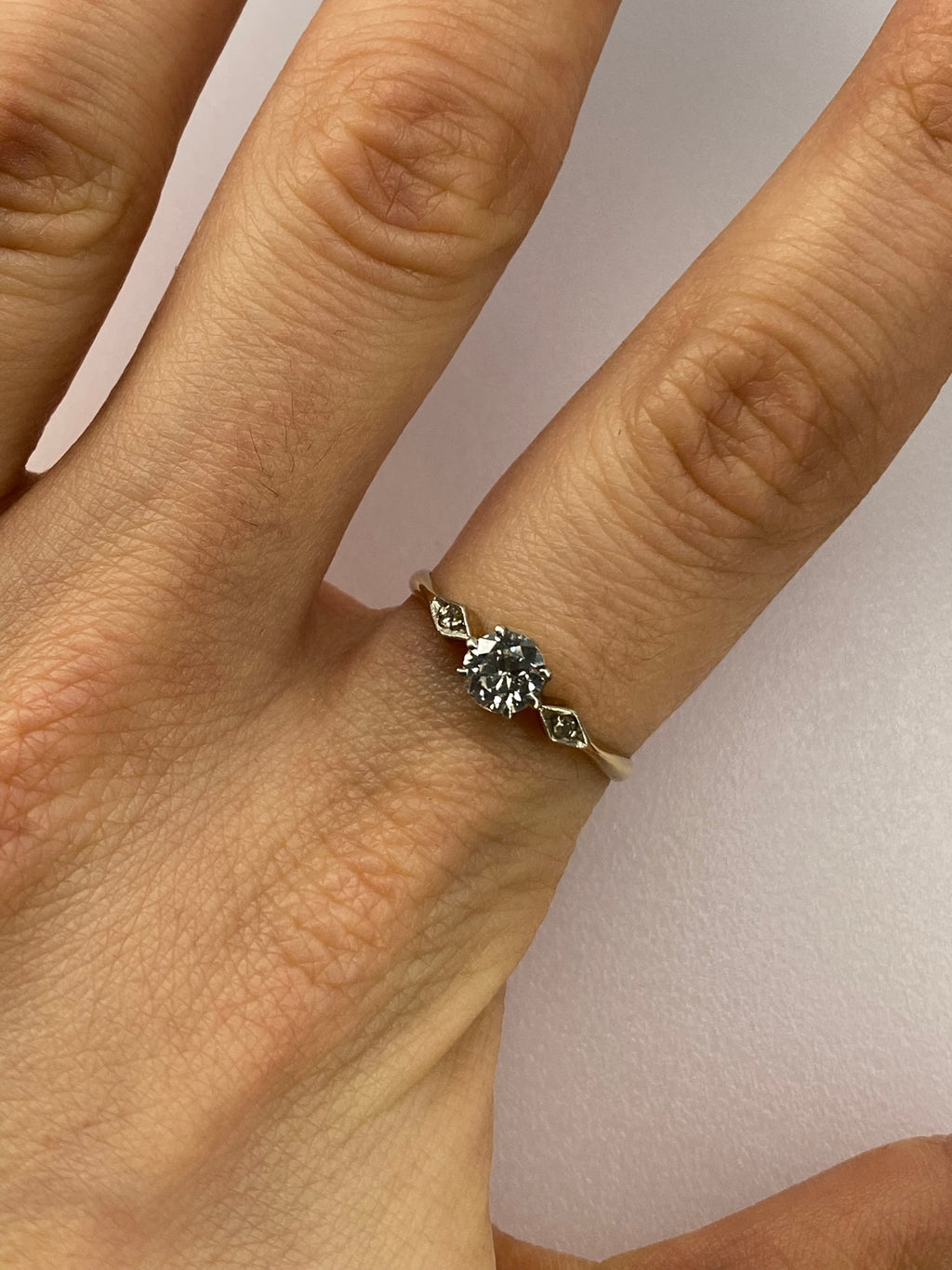 0.50ct Dainty Diamond Engagement Ring | Gold & Platinum Vintage Style