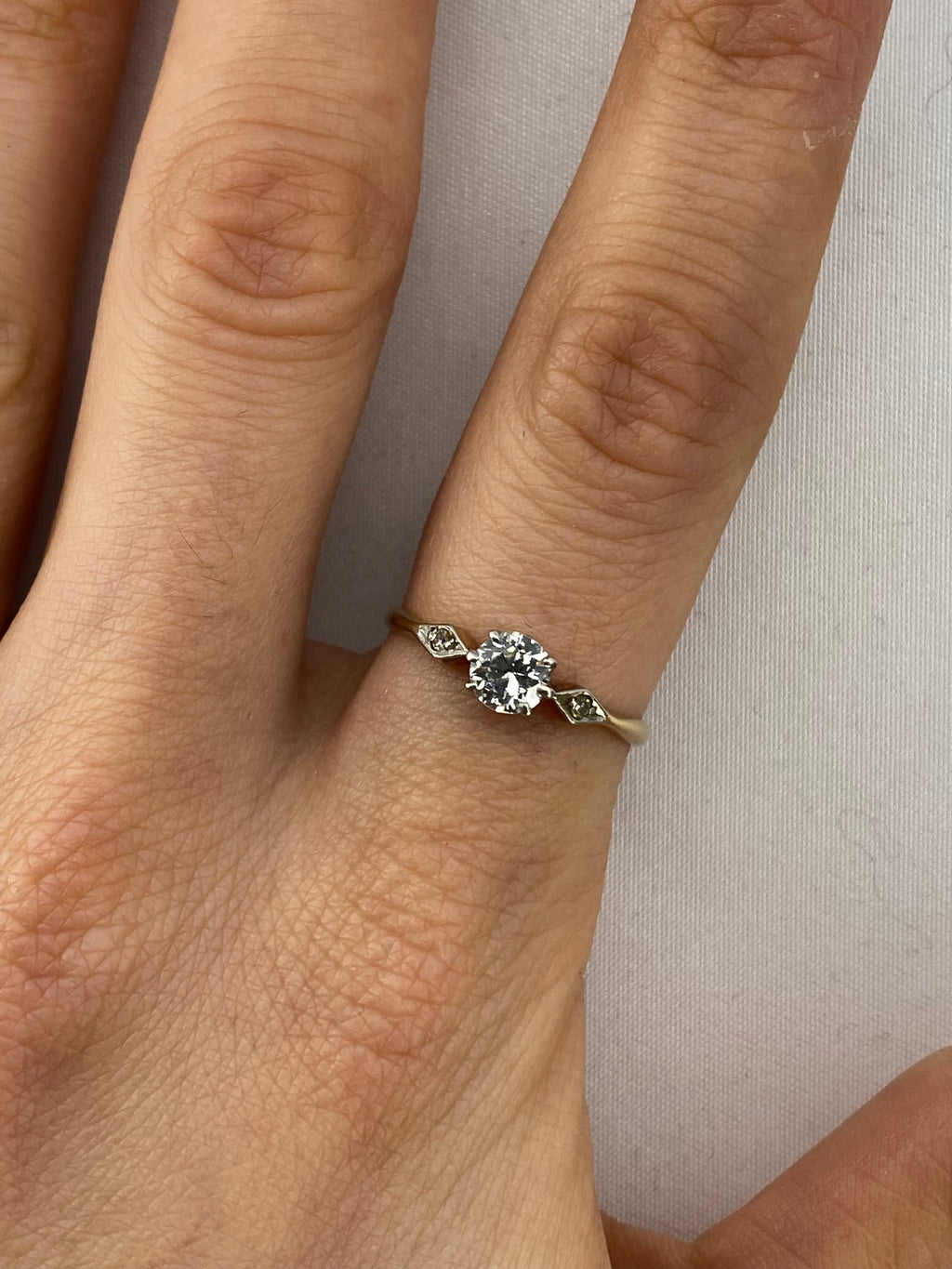 0.50ct Dainty Diamond Engagement Ring | Gold & Platinum Vintage Style