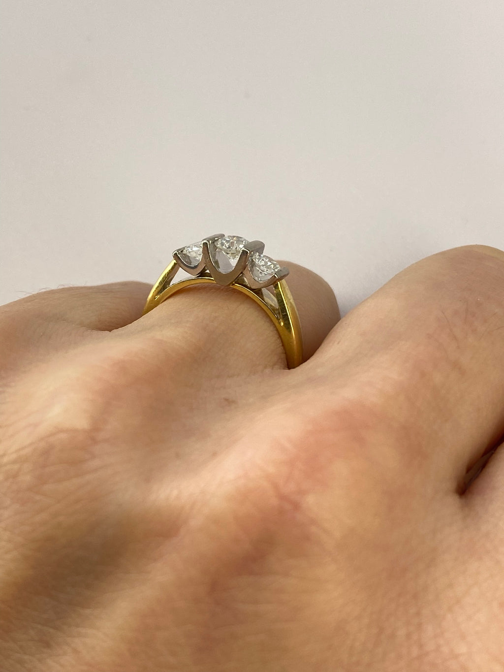 0.50ct Diamond Three Stone Bar Set Ring – 18K Yellow & White Gold – G-H VS/SI – Size K 1/2