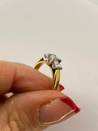 0.50ct Diamond Three Stone Bar Set Ring – 18K Yellow & White Gold – G-H VS/SI – Size K 1/2