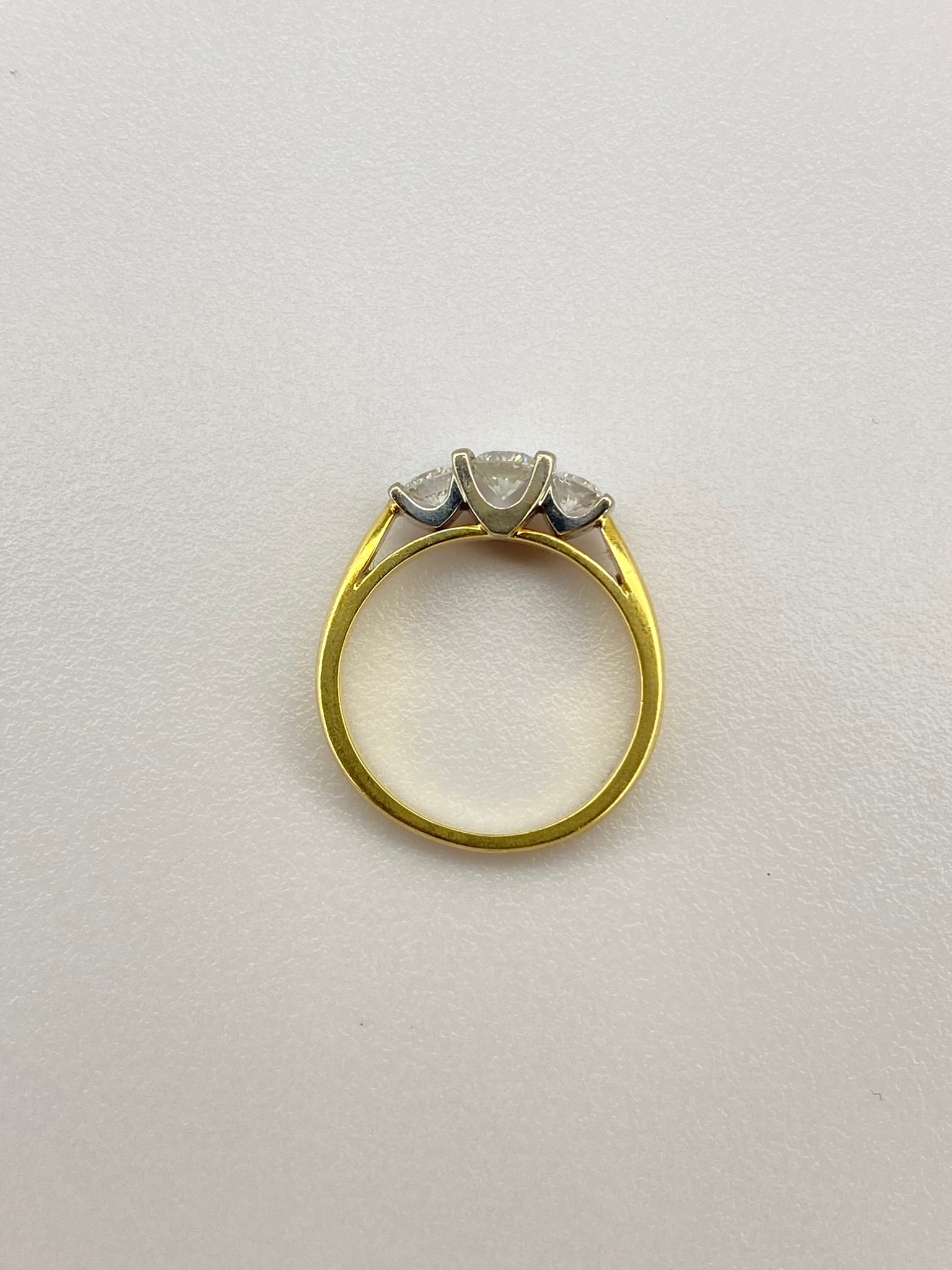 0.50ct Diamond Three Stone Bar Set Ring – 18K Yellow & White Gold – G-H VS/SI – Size K 1/2