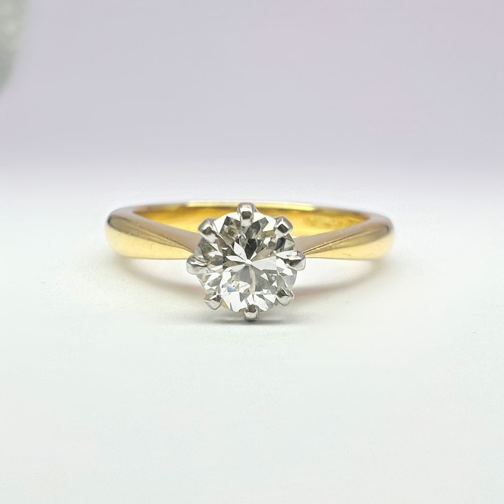 Vintage Solitaire Diamond Ring | 0.35ct Round Cut in 18ct Yellow Gold & Platinum